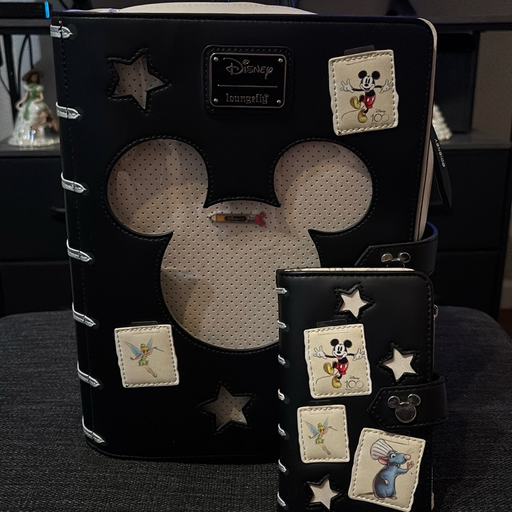 Loungefly Disney100 Sketchbook Pin Trader Backpack and Wallet